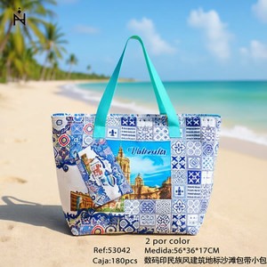 Borsa da Spiaggia con Stampa Digitale di Monumenti Architettonici Etnici 56x36x17cm con Piccola Tasca - Product Image 3