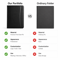 Portafolio de Negocios de Cuero A4 con Logotipo Personalizado, Bolsa para Documentos de PU de Grano Fino Premium para Reuniones, Currículum, Entrevistas, Oficina, Venta al por Mayor
