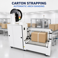 G004-1 Machine de cerclage automatique de cartons sans conducteur avec convoyeur à rouleaux à table basse pour cerclage de boîtes à bande PP, ligne de cerclage automatique