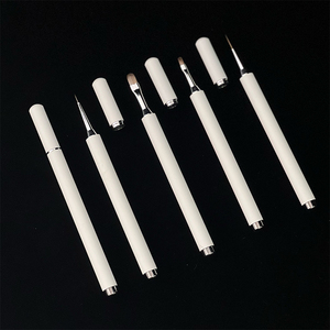 Pinceau à ongles avec manche blanc, couvercle magnétique pour stylo, logo personnalisé, marque privée, pinceau professionnel pour manucure et nail art en salon - Product Image 4