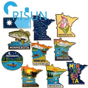 Broche aimantée personnalisée en gros, carte du Minnesota avec drapeau de l'État, souvenir de voyage, cadeau, badge de revers - Product Image 1