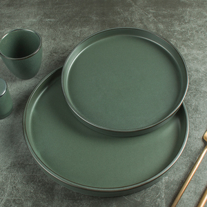 ชุดจานอาหารเซรามิกสำหรับโรงแรมร้านอาหาร ขายส่ง จานเซรามิกเคลือบสี จานเสิร์ฟทรงกลม - Product Image 4