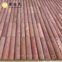 Carreaux de marbre travertin rouge naturel, panneau cannelé, mosaïque de marbre pour décoration murale
