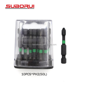 Suborui 1/4 inch S2 tác động từ <span class=keywords><strong>Phillips</strong></span> <span class=keywords><strong>bit</strong></span> chống trượt tuốc nơ vít <span class=keywords><strong>bit</strong></span> Bộ PH2 - Product Image 1
