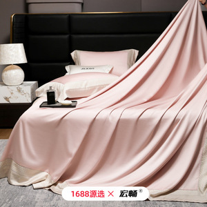 Long Staple Cotton Four Piece <b>Bedding</b> <b>Set</b> 100 Cotton Solid Color Light Luxury All Season Durable - Product Image 2