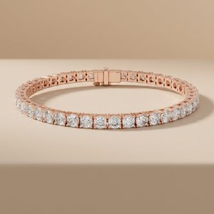 Bracelet et jonc de mariage en or rose avec diamant de laboratoire taille princesse, bijoux de luxe unisexe avec certification IGI - Product Image 3