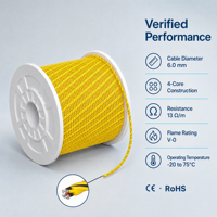 Câble de détection de fuite à 4 broches, torsadé en spirale, en PEHD, anti-EMI, faible fausse alarme, réutilisable, pour détection de fuite d'eau