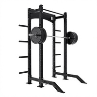 Support de Squat Robuste en Acier avec Crochets en J et Barres de Sécurité, Cadre de Traction pour Entraînement de Force à Domicile