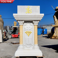 YOUFINE Mesa de Altar de Mármol para Iglesia, Púlpito para Ceremonias Religiosas