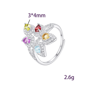 9 bagues vintage réglables en cristal taillé en forme de poire 3*4mm, pierre naturelle, argent sterling 925, bijoux floraux en forme de goutte d'eau pour femmes - Product Image 6
