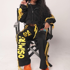 Women Streetwear Casual Tracksuit <b>Set</b> Custom Two Piece Jogging Distressed Patch Hoodie <b>Set</b> and <b>Sweatpants</b> <b>Set</b> Sweatsuit Women - Product Image 6