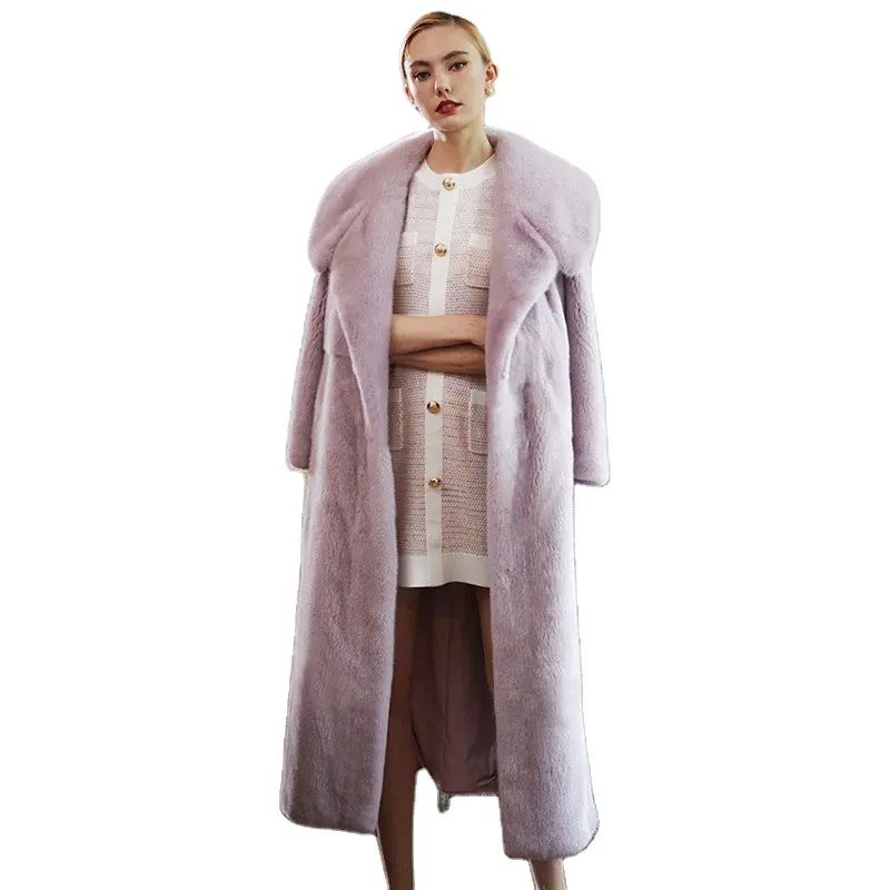 Damen Pelzmantel Trend Kunst pelz Langer Nerz Lila Mode Oberbekleidung Jacken Trenchcoats Neu in Outdoor-Kleidung Kleidung