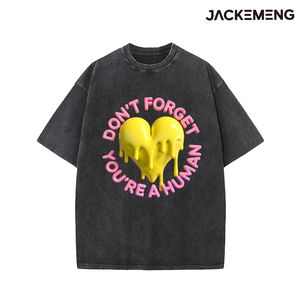 T-shirt Oversize in Cotone Lavato con Stampa 'Don't Forget You're A Human', Stile Retrò Streetwear, Abbigliamento Casual Quotidiano, Maglietta Disponibile nel Magazzino USA - Product Image 4