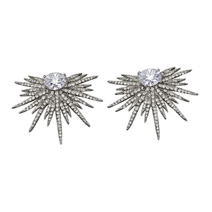 Boucles d'oreilles étoile en or blanc, serties de cristaux et de strass, bijoux de luxe pour femmes, pour les soirées, E308 - Product Image 1