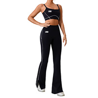 Conjunto Deportivo de 4 Piezas Personalizado OEM, Bra Deportivo de Secado Rápido, Shorts, Leggings Acampanados, Sensación Ligera y Transpirable, para Yoga y Running