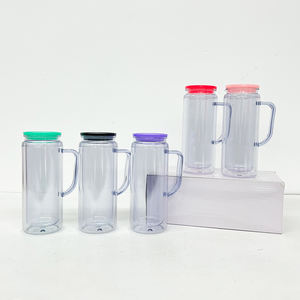 Entrepôt américain, pré-percé, 12 oz, 16 oz, enveloppes UV DTF, <span class=keywords><strong>globe</strong></span> à neige en acrylique transparent, tasses à café, tasses à bière de voyage avec poignée et bouchon en silicone - Product Image 2