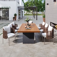 Ensemble de table sectionnel d'extérieur Ensemble de meubles de patio d'extérieur en aluminium avec corde de luxe Bistro Gris osier Métal pour restaurant