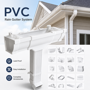 Système de gouttières en PVC avec <span class=keywords><strong>tuyau</strong></span> de descente et raccords pour le drainage des toits de villas et la collecte des eaux de pluie - Product Image 5