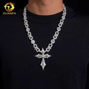 Collar de Joyería Fina de Hip Hop, Plata 925, Moissanita VVS, Colgante Cruz Infinito Miami Iced Out, Cadena Cubana con Diamantes - Product Image 5
