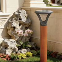Lampadaire solaire LED extérieur pour pelouse et jardin 1-3W 120LM/W 3.2V 5AH en bois, batterie solaire, PC, aluminium 242XH700/H900/H2200MM
