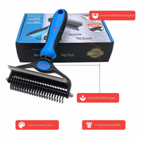 Brosse démêlante manuelle portable en acier inoxydable personnalisable à double tête pour chiens et chats – Outil de toilettage polyvalent