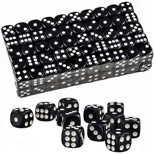 Dés noirs ronds en acrylique à 6 faces de 16mm avec points blancs Jeux de casino pour adultes dés personnalisés