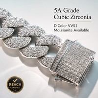 Collier ZIRCON certifié REACH, 12 mm de large, en laiton blanc, chaîne géométrique classique, CZ, unisexe, tendance