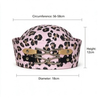 Sombrero de Marinero Rosa con Estampado de Leopardo al por Mayor, Gorras y Sombreros con Doble Hebilla Metálica y Logotipo Personalizado, Estilo Y2K Punk para Fiestas de Halloween