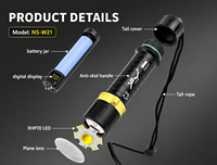 Lampe torche LED rechargeable Asafee D-411 1000 lumens, étanche IP68, en alliage d'aluminium, portée du faisceau de 300 m, mise au point réglable