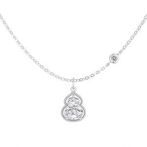 Collier pendentif gourde en argent 925 avec chaîne à maillons au design unique Dylam, serti de zircone cubique 5A, pour femmes, accessoires quotidiens, bijoux - Product Image 1