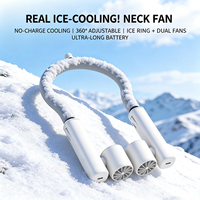 Nouveau ventilateur rafraîchissant portable tendance pour le sport et l'extérieur, avec moteur sans balais 3600 mAh, 3 vitesses, grand flux d'air, rafraîchissement par glace, à suspendre au cou
