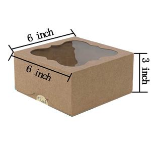 กล่องขนมปังกระดาษคราฟท์มีหน้าต่าง ขนาด 6x6x2.5 นิ้ว สีขาว สำหรับใส่ขนม ขนมอบ เค้ก พาย สำหรับงานปาร์ตี้ งานแต่งงาน บรรจุภัณฑ์กล่องขนม - Product Image 2