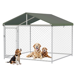 Large Outdoor Dog Kennel 120x120inch Heavy Duty Outside Dog Kennel With Roof, Galvanized Steel Dog Kennel Fence - Product Image 1