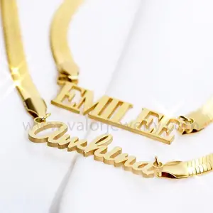 Chaîne cubaine personnalisée avec lettre initiale du nom, 14K, 18K plaqué or, acier inoxydable, bijoux de mode fins, collier personnalisé