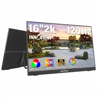 Moniteur portable de voyage de 16 pouces, léger, 2.5K QHD 2560X1600 120Hz pour ordinateur portable, Mac et consoles de jeu