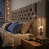 Lampe de chevet portable intelligente à LED pour hôtel, prise murale européenne, lumière flexible CCT, contrôle tactile progressif, lampe de lecture conviviale