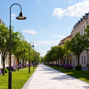 Lampadaires de jardin LED décoratifs modernes, AC IP65, contrôle Dali, à intensité variable, garantie 5 ans, lampadaires en aluminium pour extérieur, CE - Product Image 4