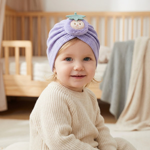 INS 新生児ワッフルソフトボーンレスビーニー幼児用帽子無地コットン子供用四季帽子 - Product Image 2