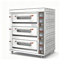 Four à sole commercial à gaz, 3 niveaux, 6 plateaux, en acier inoxydable, pour la cuisson du pain, des pizzas et des gâteaux