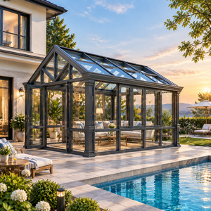 Pérgola Moderna Personalizada para Exteriores, Resistente al Viento, con Techo Plano, Invernadero de Vidrio, Estructura de Aluminio, Prefabricada, Independiente - Product Image 2