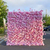 8ft X 8ft Seide künstliche rosa Rose Blumen wand Luxus dekorative Blumen wand Hintergrund