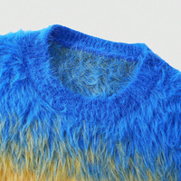 Pull personnalisable en maille à manches longues et col rond, en mohair duveteux, avec dégradé de couleurs, pour homme, collection hiver, modèle ODM