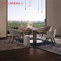 Ensemble de tables à manger en bois pour hôtel, restaurant et banquet, design moderne avec chaises, vente en gros