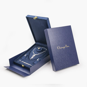 Wholesale Custom Logo Jewelry <b>Box</b> Luxury Rectangular Solid Pattern Bracelet <b>Earrings</b> Ring Necklace Set Jewelry <b>Box</b> for Favors - Product Image 1