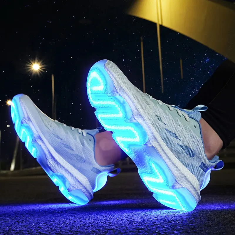 패션 스포츠 신발 LED 빛나는 부드러운 바닥 남자 신발
