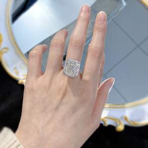 925纯银7.0ct辐射切割订婚戒指12x14mm毫米白色蓝宝石女性承诺戒指 - Product Image 4