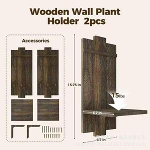 Wooden <b>Wall</b> <b>Mounted</b> <b>Shelf</b> Rectangle 1 Tier Multipurpose Living Room Storage Rack For Plants And Decor - Product Image 4