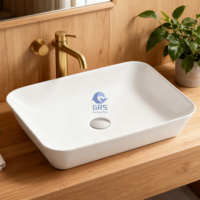 Lavabo de comptoir blanc simple lavage à la main évier de salon articles sanitaires évier de table en céramique pour hôtel appartement salle de bain