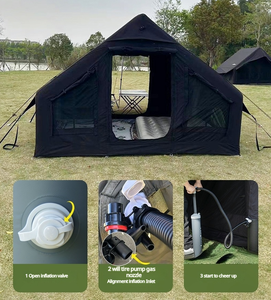 Tente pneumatique Oxford de luxe moderne, imperméable, portable, équipement de camping gonflable, tente pneumatique verte imperméable pour l'extérieur avec auvent - Product Image 6