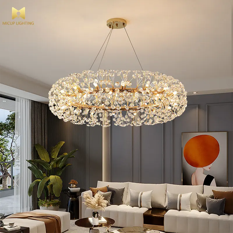 Lámpara de araña Led dorada de Hotel para sala de estar nórdica de lujo, bolas de cristal, luz colgante de arte posmoderno